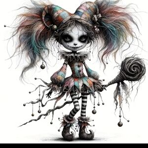 Whimsical Jester Art Print - Multicolor